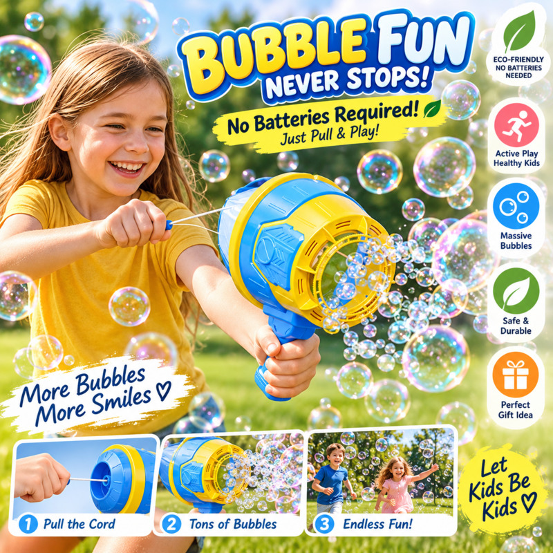 Kids Outdoor Easter Toys - ปืนยิงฟองสบู่แบบไม่ใช้แบตเตอรี่, ปืนกลมือถือสำหรับเด็ก, ของเล่นน้ำสำหรับฤดูร้อน, ของขวัญวันเกิดสำหรับเด็กชายและเด็กหญิง