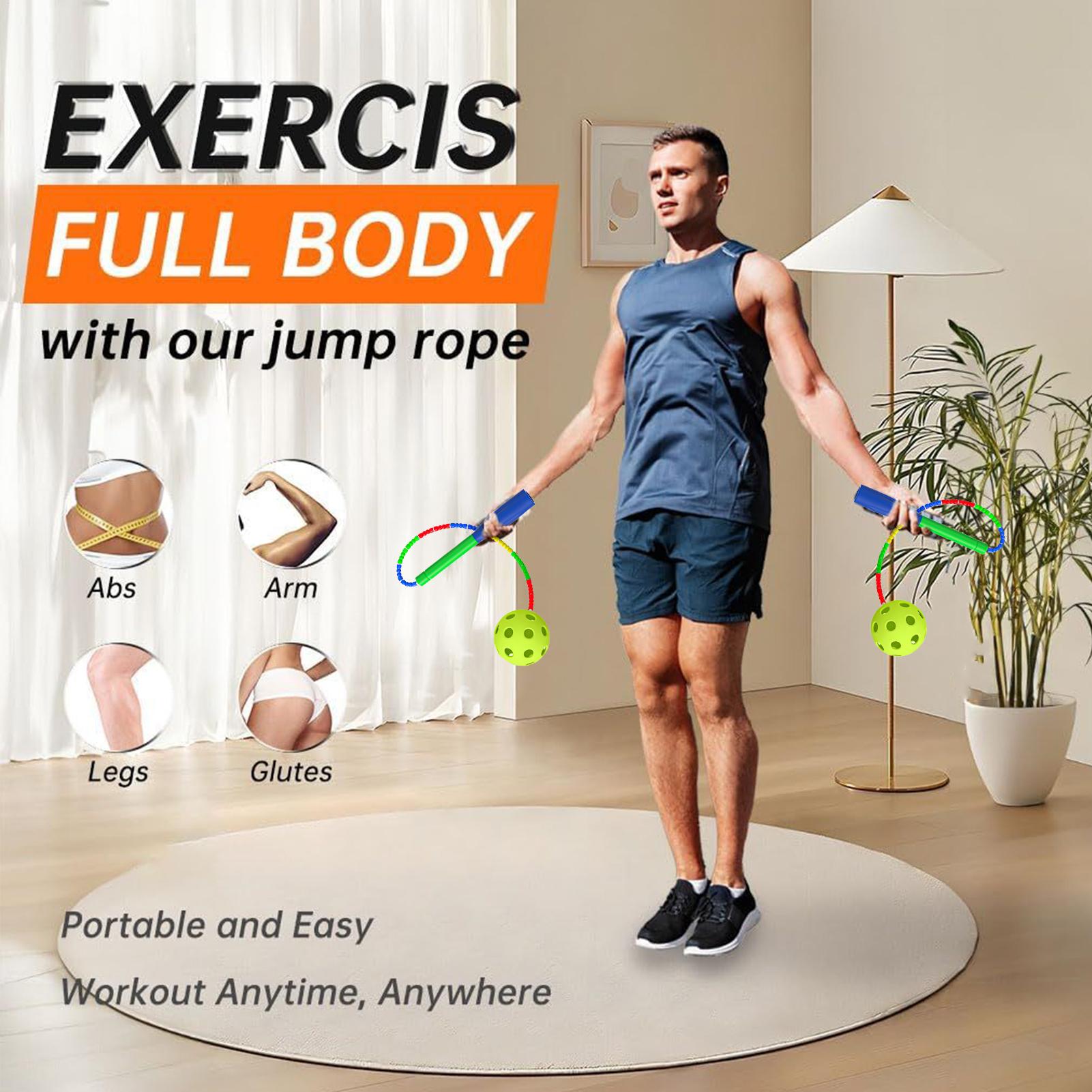 Kids Outdoor Gym Equipment - เชือกกระโดดแบบไร้สายพร้อมลูกบอล อุปกรณ์ออกกำลังกายสำหรับยิม ใช้ในบ้าน เหมาะสำหรับผู้หญิง ผู้ชาย และเด็กๆ
