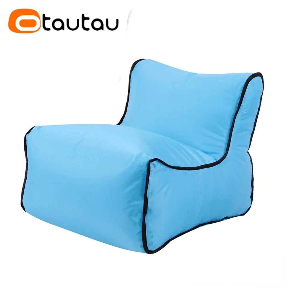 Kids Outdoor Lounger Chair - OTAUTAU เก้าอี้เป่าลมพกพาขนาดเล็กสำหรับตั้งแคมป์กลางแจ้ง เก้าอี้ออตโตมัน เก้าอี้ลอยน้ำสำหรับชายหาดและสระว่ายน้ำ เก้าอี้พักผ่อน โซฟา