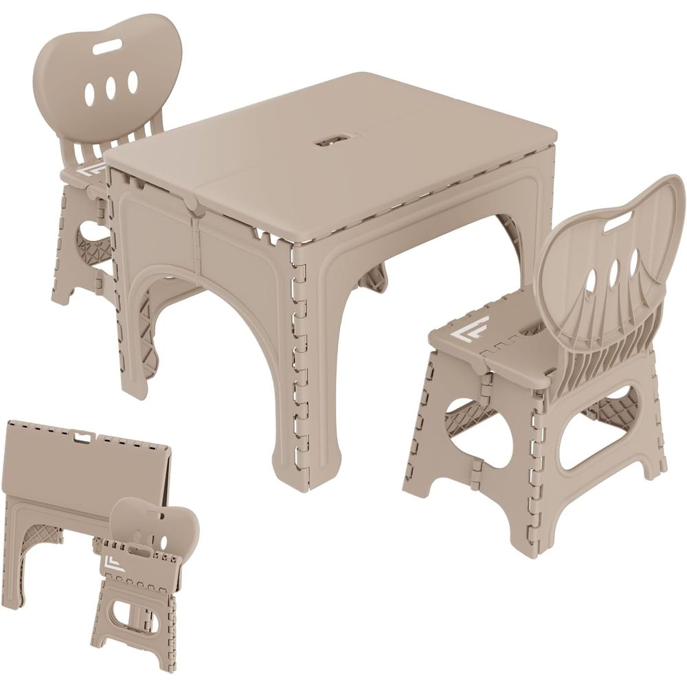 Kids Outdoor Chair And Table - ชุดโต๊ะและเก้าอี้พับสำหรับเด็ก, โต๊ะกิจกรรมแบบพับได้, โต๊ะปิกนิกแบบพกพา, เหมาะสำหรับใช้ในร่มและกลางแจ้ง, ทนทานและ