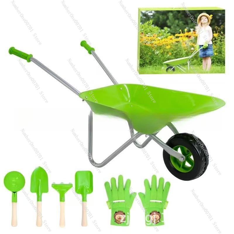 Kids Outdoor Play - รถเข็นเด็กเล่นกลางแจ้ง สีเขียว ชุดของเล่นสวน สำหรับฝึกสมดุลและออกกำลังกาย ของเล่นแข็งแรงทนทานสำหรับเด็กอนุบาล
