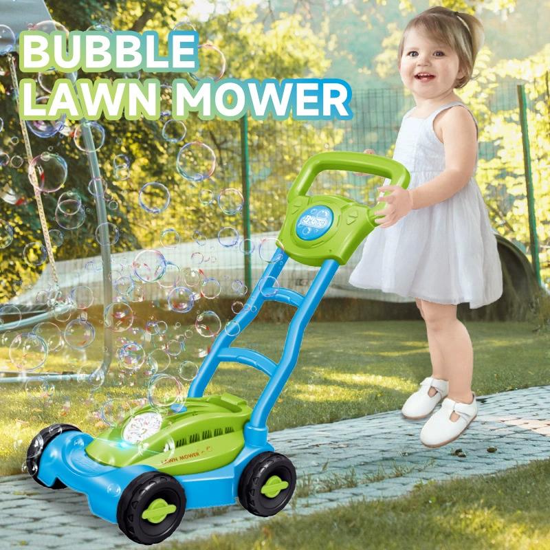 Kids Outdoor Lawn Mower - เครื่องทำฟองสบู่แบบรถเข็น เครื่องตัดหญ้า ของเล่นพ่นน้ำสำหรับงานปาร์ตี้ในสวนกลางแจ้ง สร้างความประทับใจด้วยเครื่องเป่าฟองสบู่ ของเล่นในสวนสำหรับครอบครัวและเด็ก