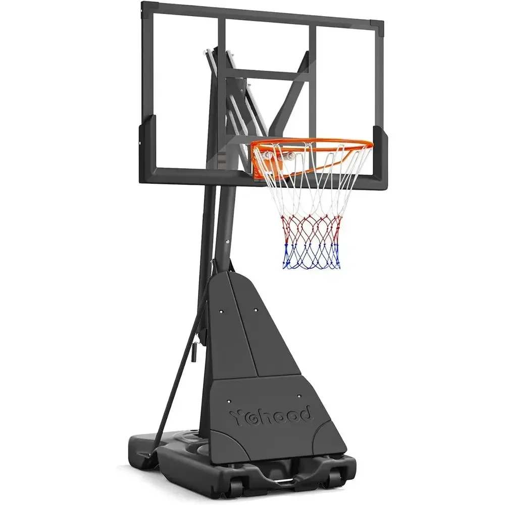 Basketball Hoop Outdoor - ห่วงบาสเก็ตบอลแบบพกพาสำหรับใช้งานกลางแจ้ง, แผ่นหลังขนาด 44/48 นิ้ว, ระบบปรับระดับห่วงที่รวดเร็วสำหรับสนาม, สนามหลังบ้าน,