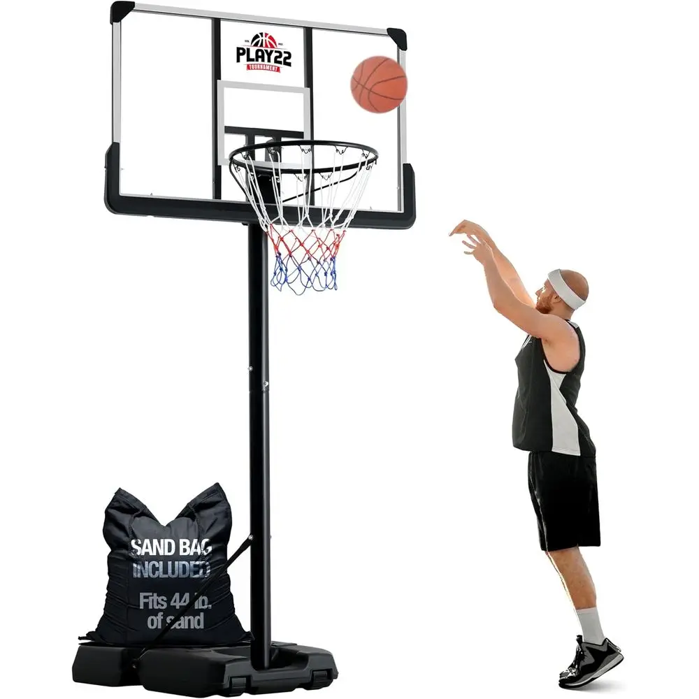 Basketball Hoop Outdoor - ระบบห่วงบาสเก็ตบอลแบบปรับได้ 44 นิ้ว ทนทานต่อการแตกหัก สำหรับเด็กและผู้ใหญ่ -