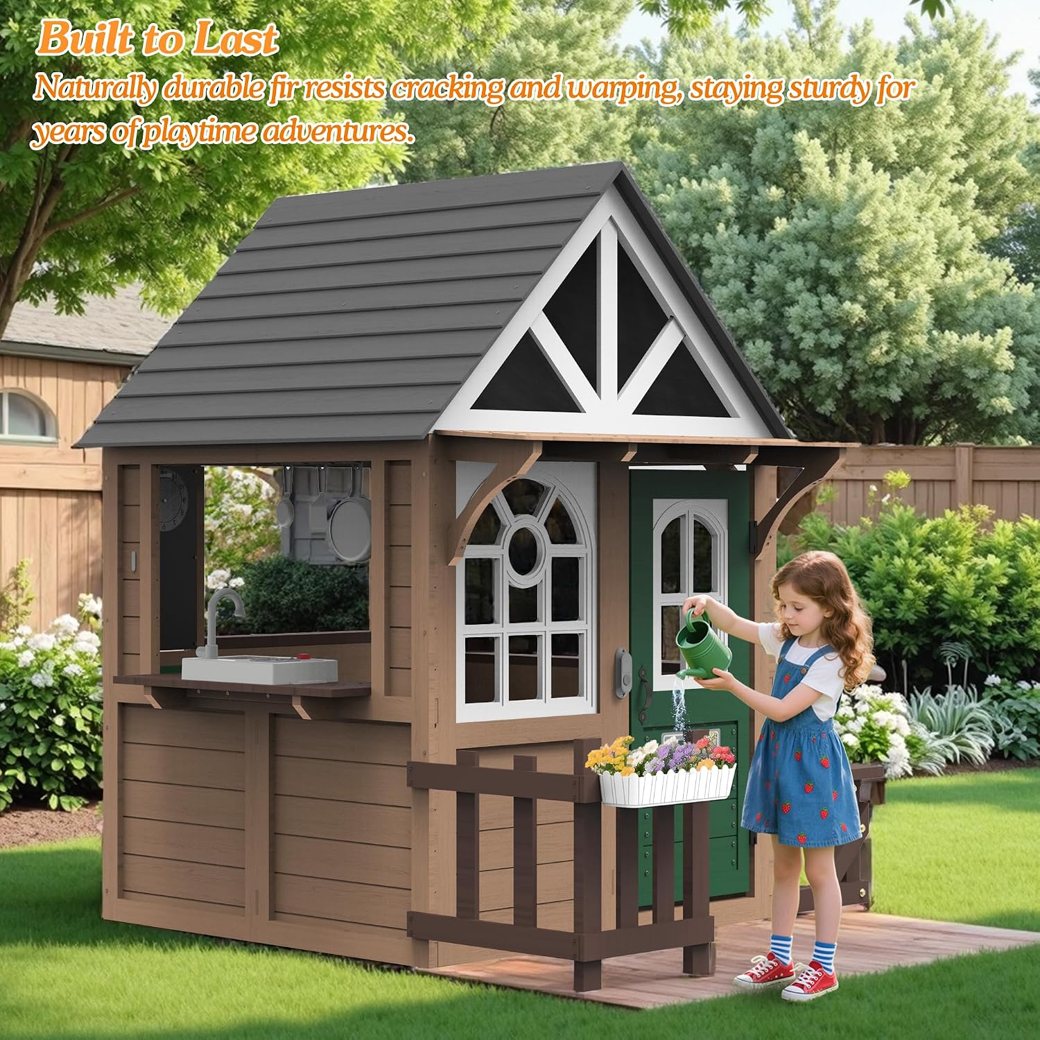 บ้านเด็กเล่นกลางแจ้ง Seizeen ส - Kids Outdoor Wooden Playhouse บทวิจารณ์และราคา