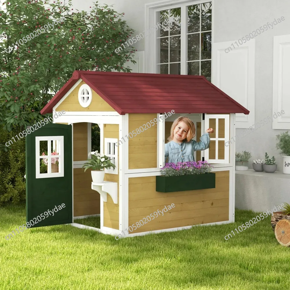 บ้านเด็กเล่นกลางแจ้ง, บ้านเด็ก - Kids Outdoor Wooden Playhouse บทวิจารณ์และราคา