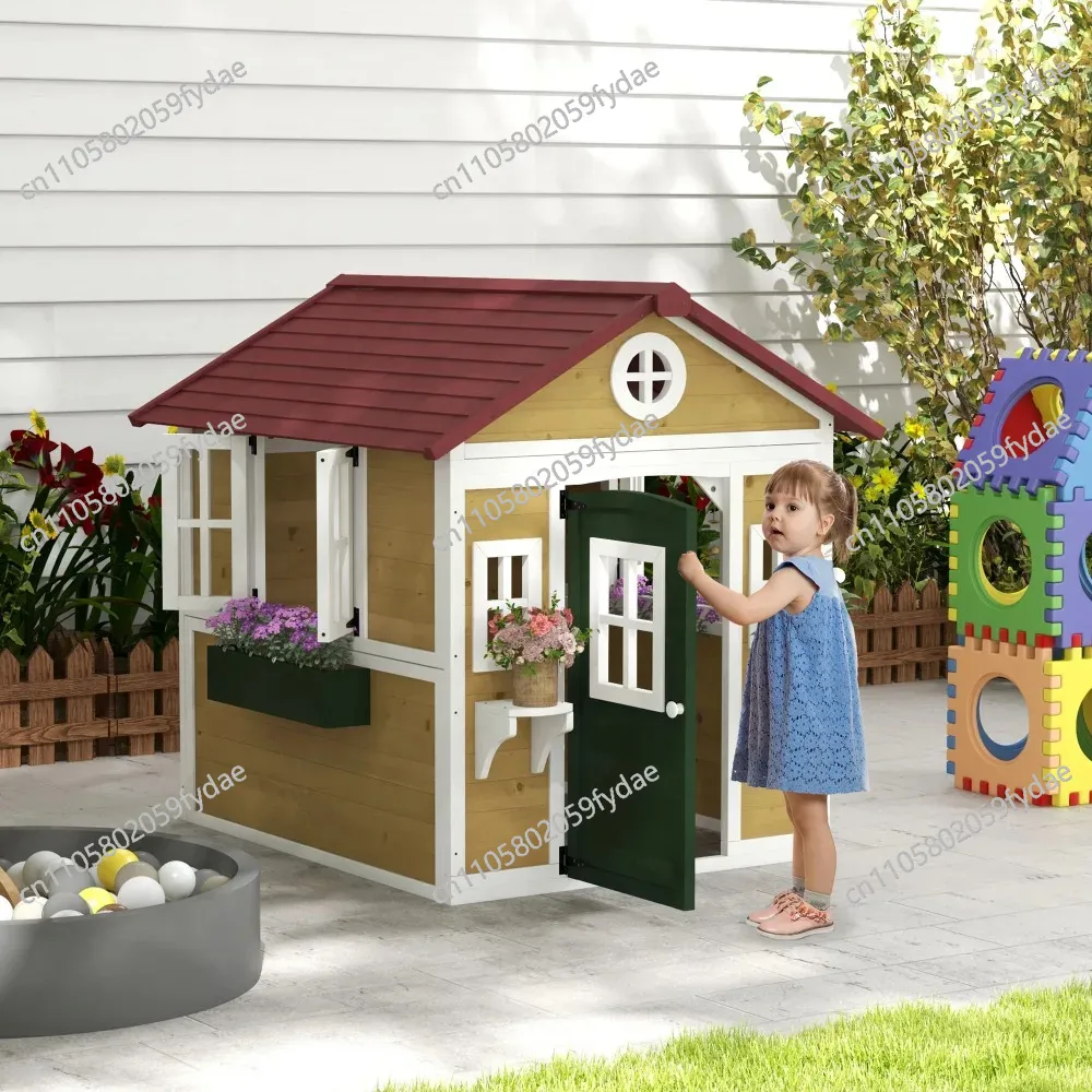 บ้านเด็กเล่นกลางแจ้ง, บ้านเด็ก - Kids Outdoor Wooden Playhouse บทวิจารณ์และราคา