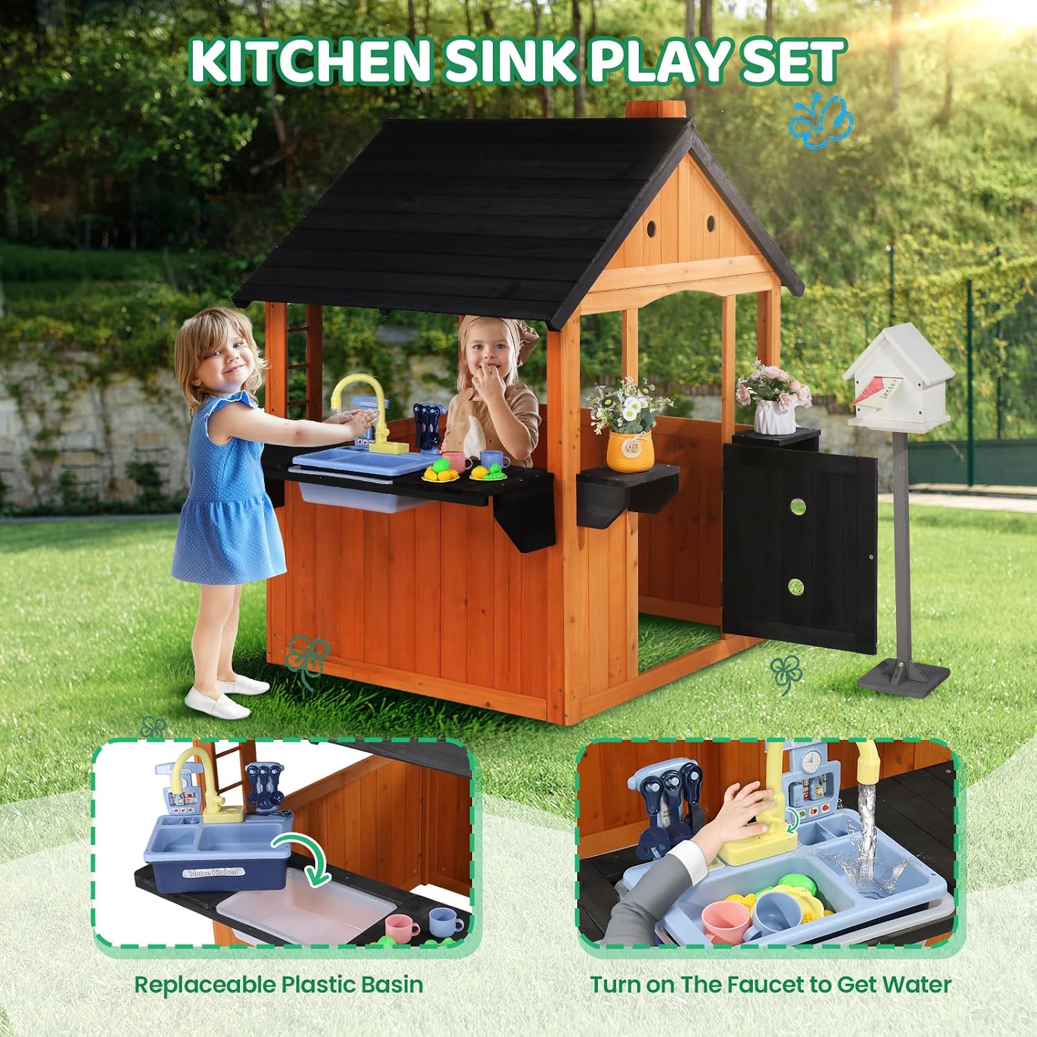 บ้านเด็กเล่นไม้สำหรับกลางแจ้ง, - Kids Outdoor Sink บทวิจารณ์และราคา