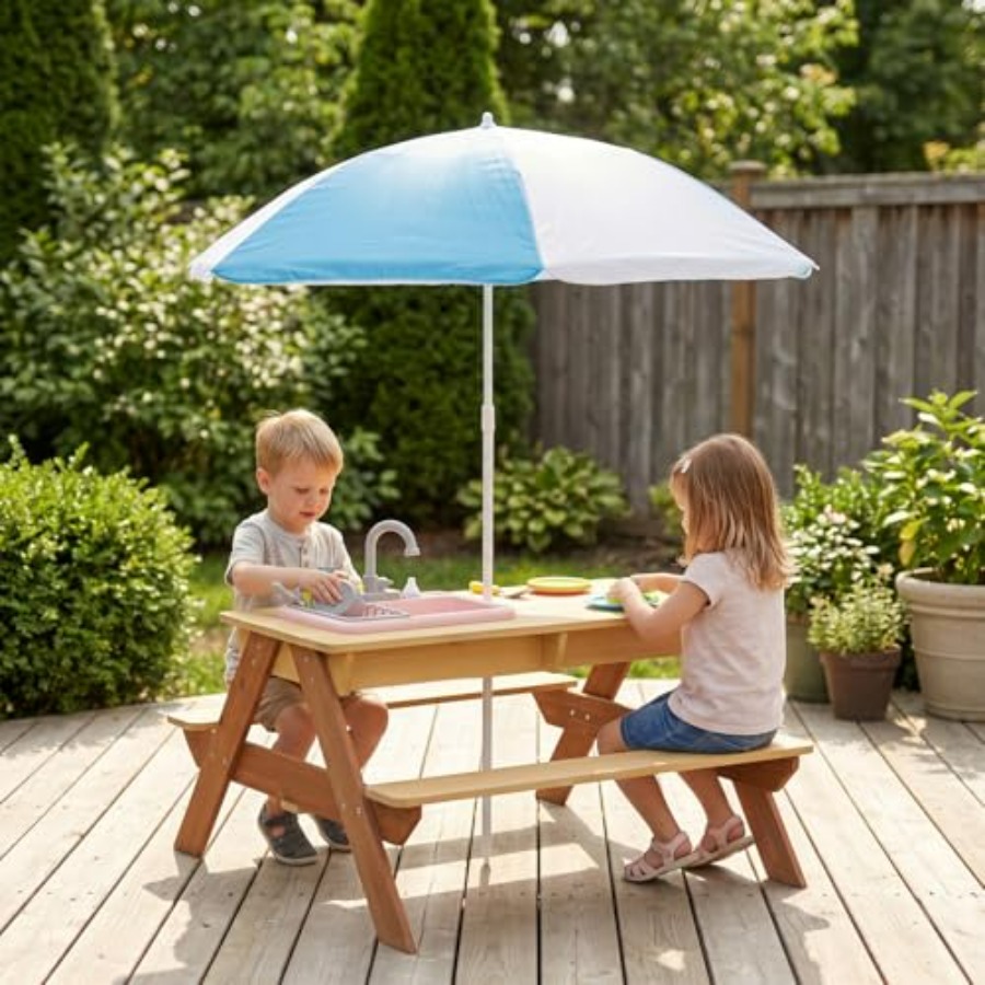 โต๊ะปิกนิกเด็กสำหรับเล่นกลางแจ - Kids Outdoor Sink บทวิจารณ์และราคา
