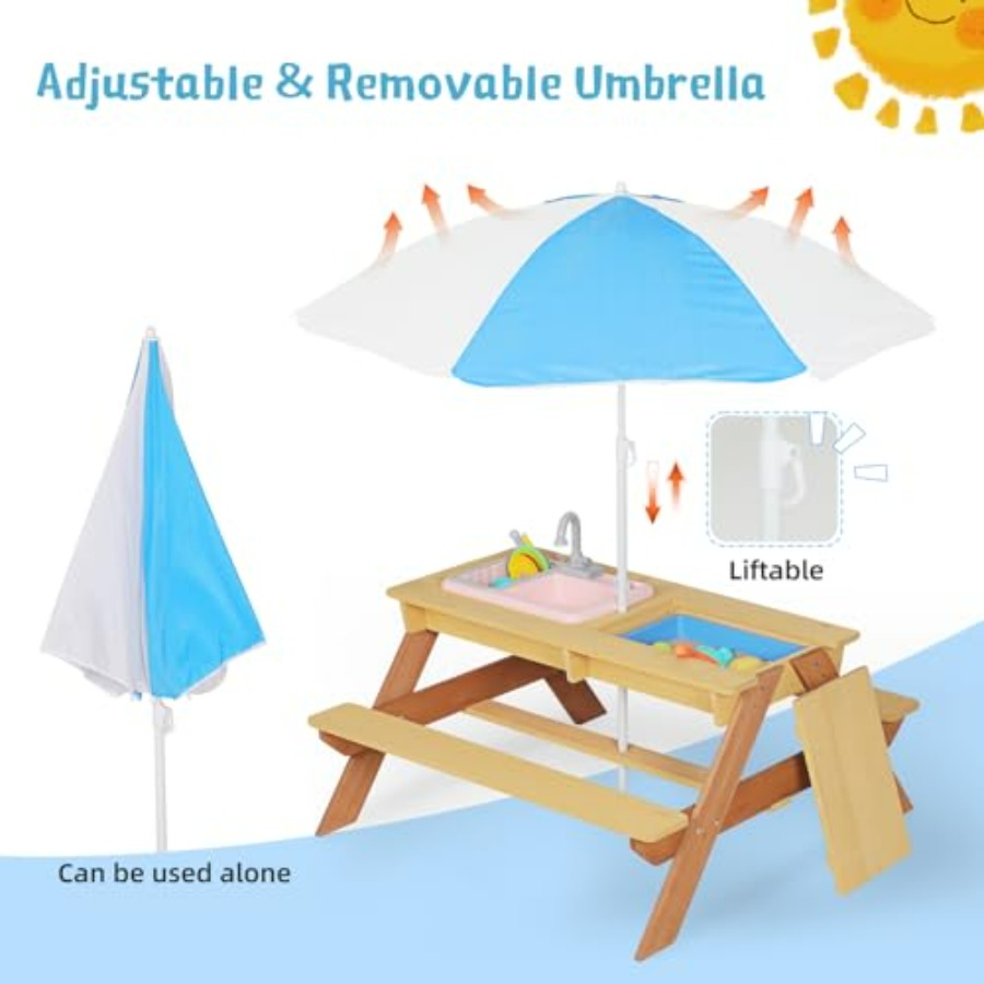 โต๊ะปิกนิกเด็กสำหรับเล่นกลางแจ - Kids Outdoor Sink บทวิจารณ์และราคา