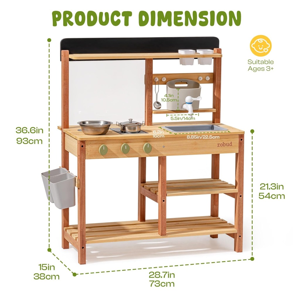 ชุดครัวไม้สำหรับเด็กเล่นกลางแจ - Kids Outdoor Sink บทวิจารณ์และราคา