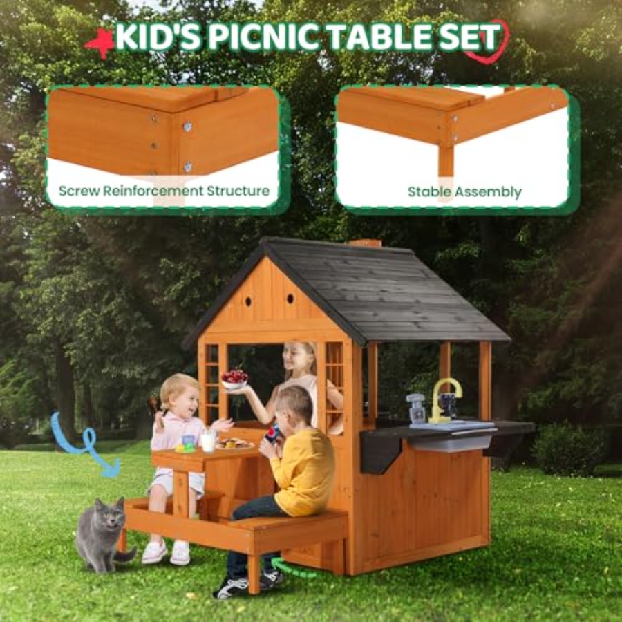 บ้านเด็กเล่นไม้กลางแจ้งสำหรับเ - Kids Outdoor Sink บทวิจารณ์และราคา