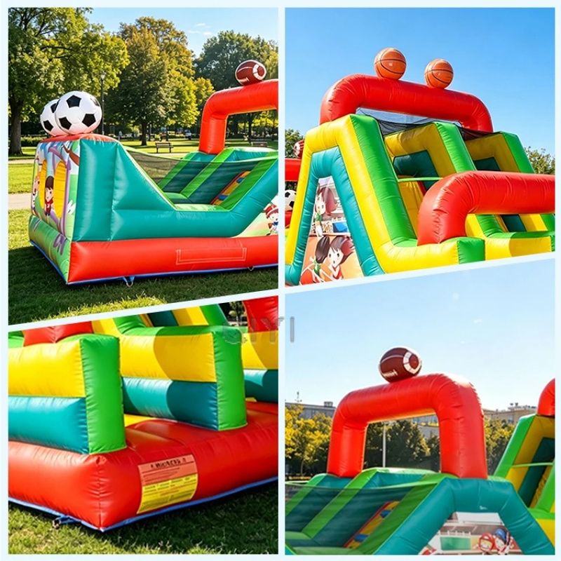 สนามแข่งขันเป่าลมขนาดใหญ่ สีแด - Kids Outdoor Obstacle Course บทวิจารณ์และราคา