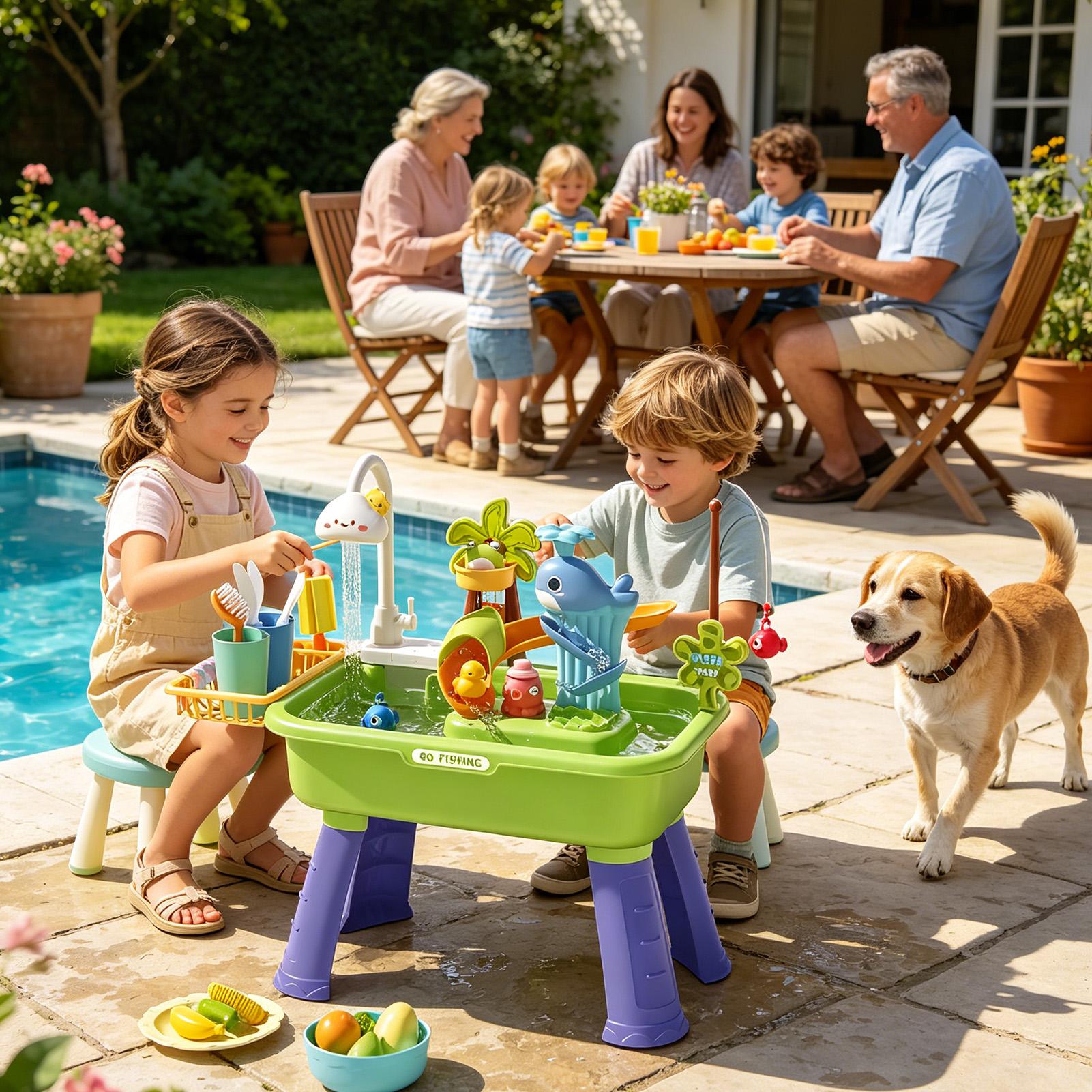 โต๊ะน้ำสำหรับเด็กพร้อมปั๊ม ของ - Kids Outdoor Sink บทวิจารณ์และราคา