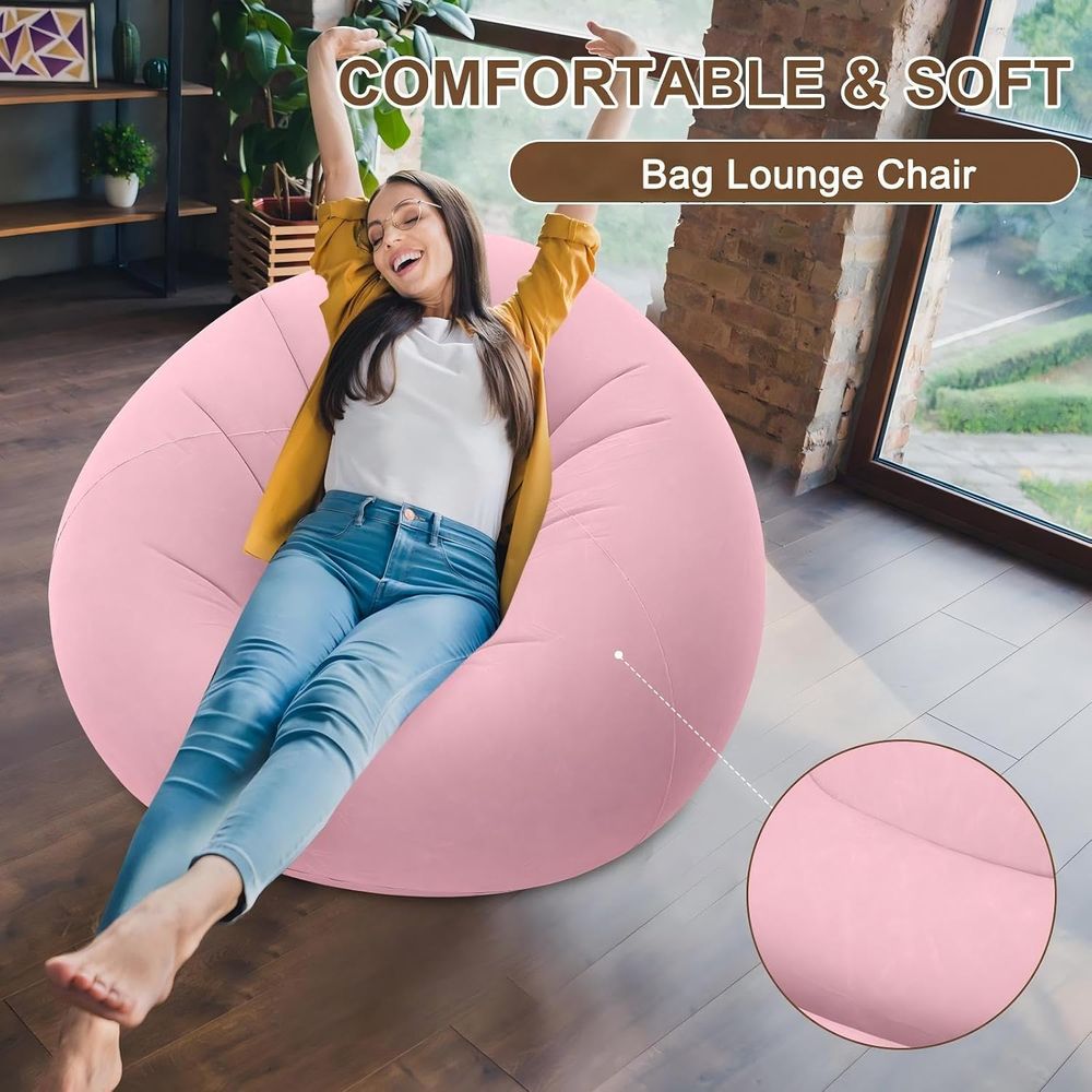 เก้าอี้บีนแบ็กเป่าลม สีชมพู |  - Kids Outdoor Lounger Chair บทวิจารณ์และราคา