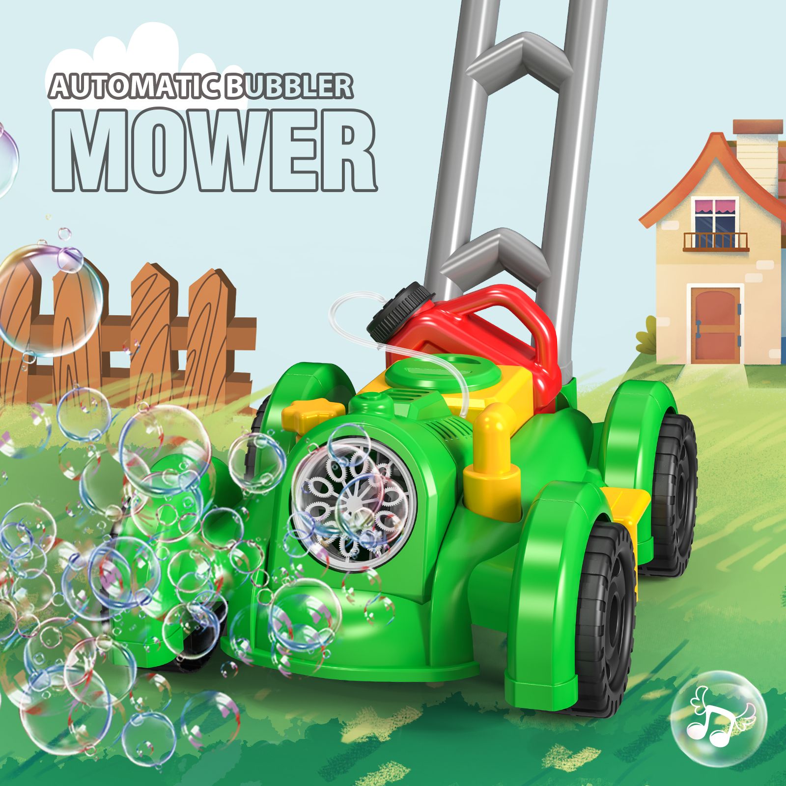 รถเข็นอัตโนมัติ Bubble Machine - Kids Outdoor Lawn Mower บทวิจารณ์และราคา