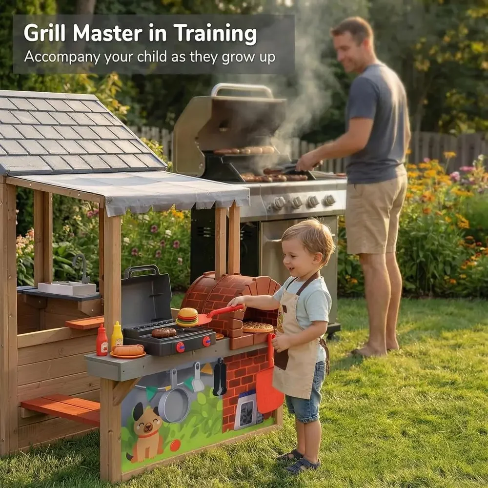 บ้านเด็กเล่นกลางแจ้งทำจากไม้,  - Kids Outdoor Wooden Playhouse บทวิจารณ์และราคา