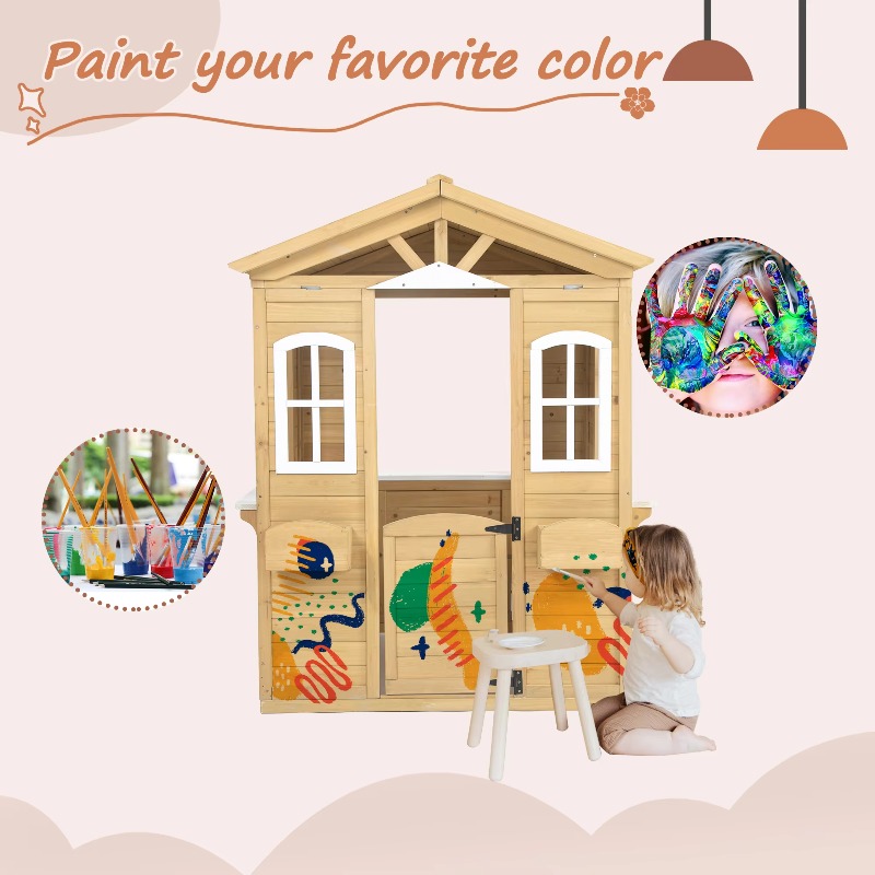 บ้านไม้สไตล์โมเดิร์นคลาสสิกสำห - Kids Outdoor Wooden Playhouse บทวิจารณ์และราคา