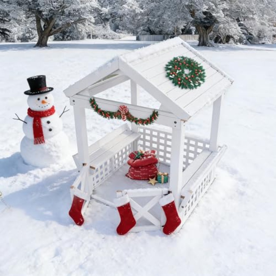 บ้านไม้สำหรับเด็กอายุ 2-8 ปี ส - Kids Outdoor Wooden Playhouse บทวิจารณ์และราคา