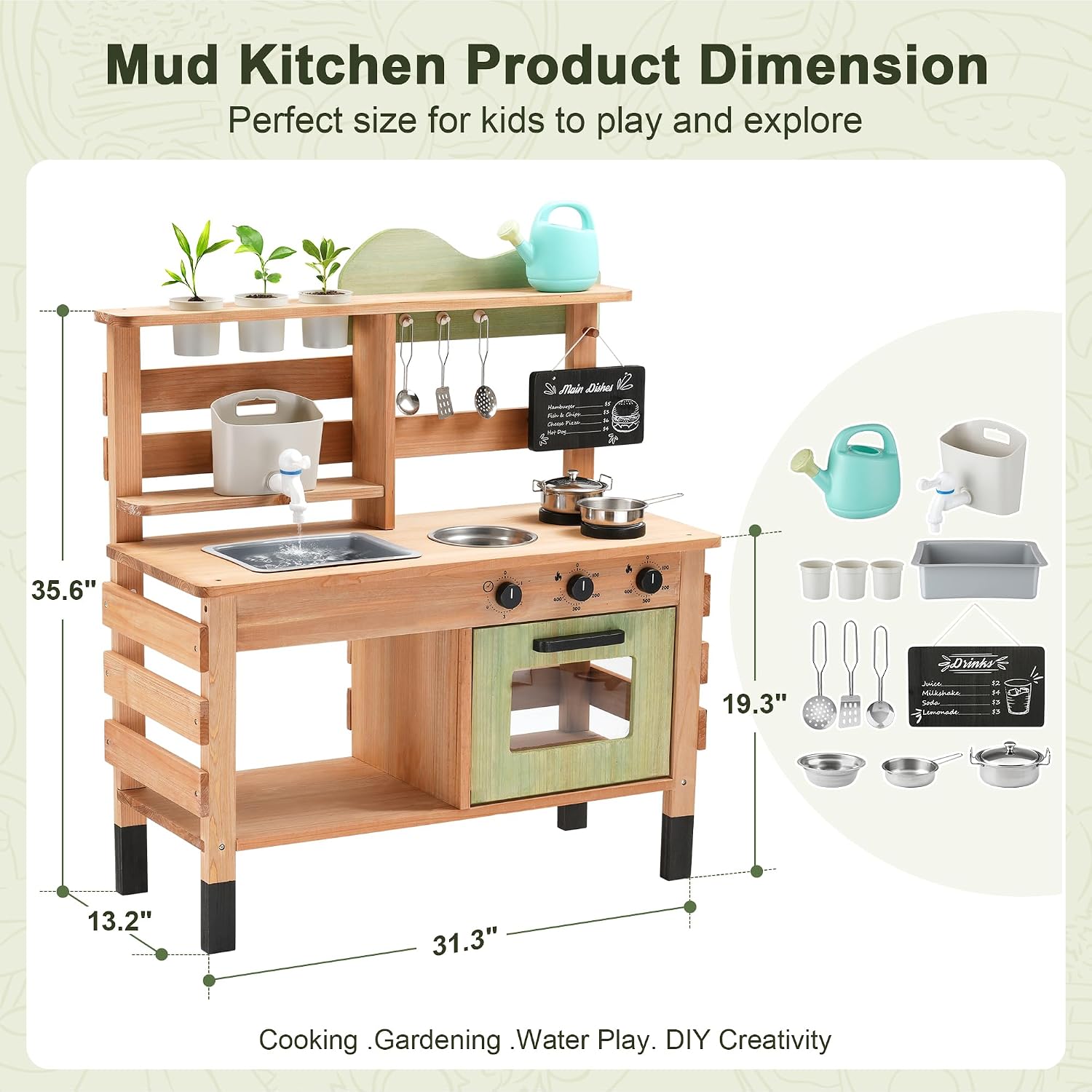 OLLIKIVI ชุดครัวกลางแจ้งสำหรับ - Kids Outdoor Sink บทวิจารณ์และราคา
