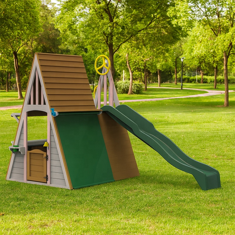 เครื่องเล่นสนามเด็กเล่นกลางแจ้ - Kids Outdoor Wooden Playhouse บทวิจารณ์และราคา