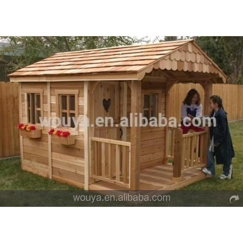 บ้านไม้สำเร็จรูปราคาประหยัด กั - Kids Outdoor Wooden Playhouse บทวิจารณ์และราคา