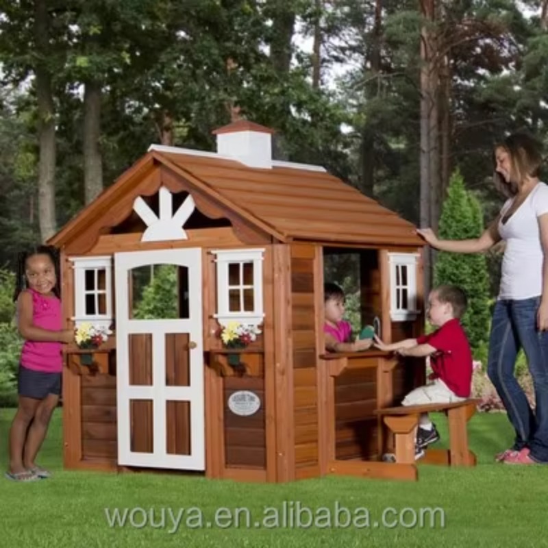 บ้านไม้สำเร็จรูปราคาประหยัด กั - Kids Outdoor Wooden Playhouse บทวิจารณ์และราคา