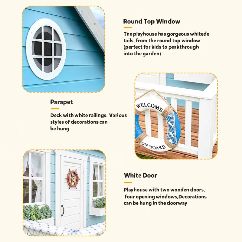 บ้านไม้สำหรับเด็กเล่นกลางแจ้งใ - Kids Outdoor Wooden Playhouse บทวิจารณ์และราคา